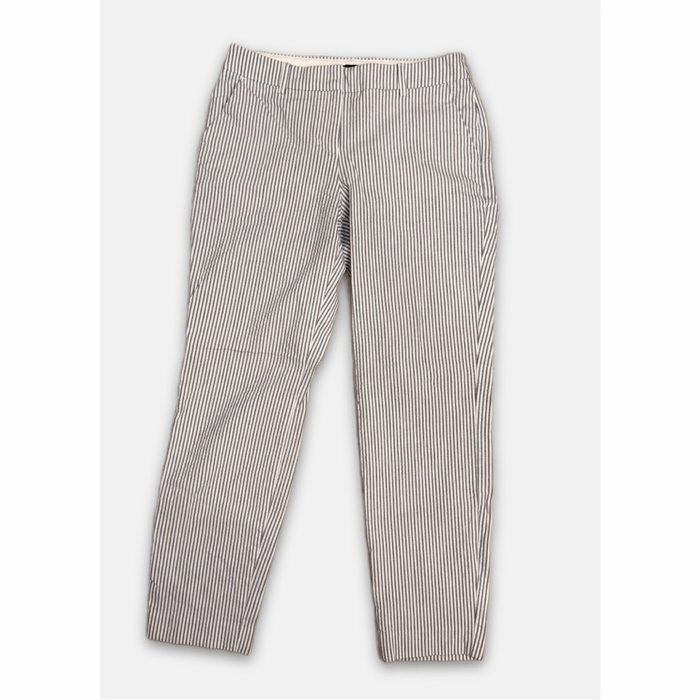 Express Columnist Ankle Mid-Rise Crop Trouser Women's 2R Striped Business Slacks
